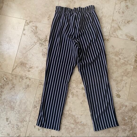 Como black paperbag pleated striped trouser pants - Picture 2 of 7